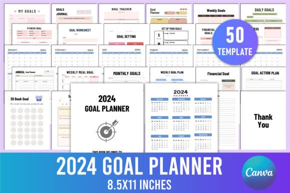 Download Editable 2024 Goal Planner for Canva - Planner Collection