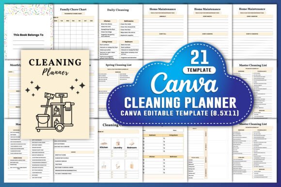 Download Cleaning Planner Canva KDP Interiors - Planner Collection