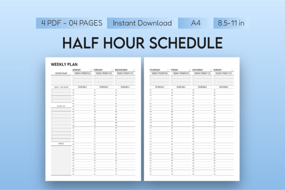 Download Half-Hour Weekly Planner - Planner Collection