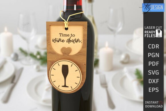 Download Wine Bottle Tag Laser Cut | Gift Idea - Gift Collection