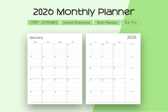 Download 2026 Monthly Planner (Start Monday) - Planner Collection