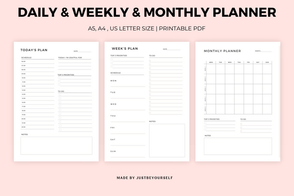 Download Daily, Weekly, Monthly Planner Printable - Planner Collection