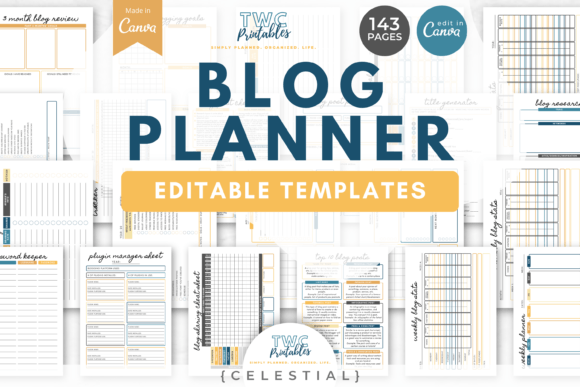 Download Blog Planner Canva Templates | CELESTIAL - Planner Collection