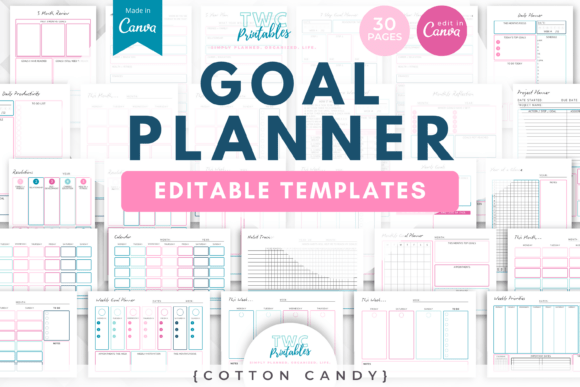 Download Goal Planner Canva Templates | COTTON CA - Planner Collection