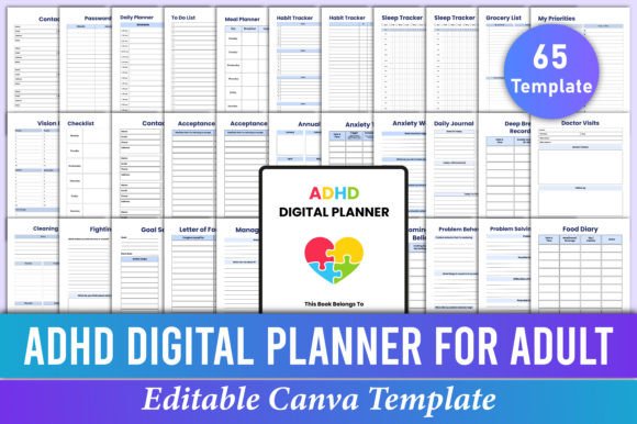 Download Editable ADHD Digital Planner Canva - Planner Collection