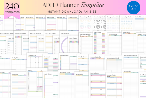 Download Editable ADHD Planner KDP Templates - Planner Collection