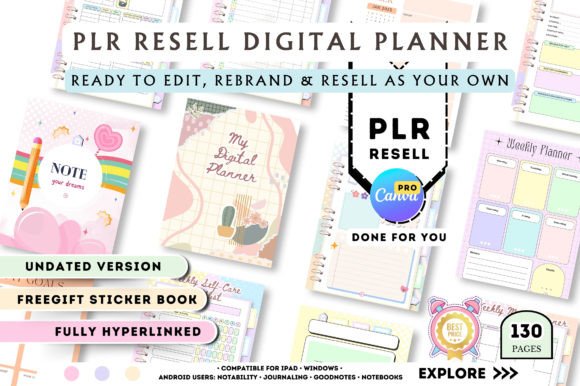 Download PLR Resell Canva Undated Digital Planner - Planner Collection