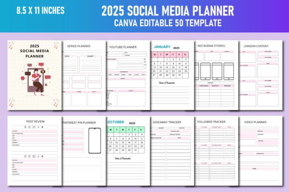 Download 2025 Social Media Planner Canva KDP - Planner Collection