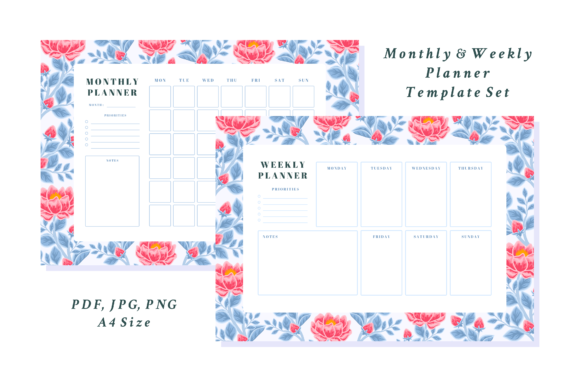Download Vintage Floral Weekly Monthly Planner - Planner Collection