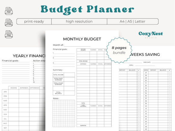 Download Printable Budget Planner Bundle Finances - Planner Collection