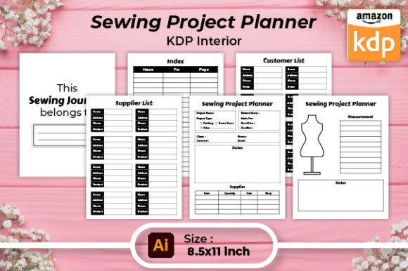 Download Sewing Project Journal Planner KDP - Planner Collection