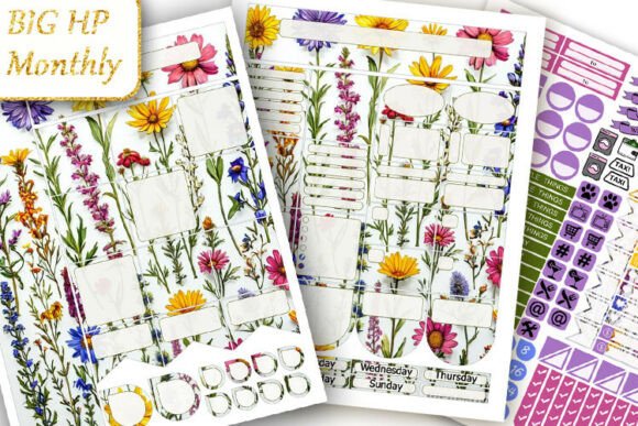 Download Big Monthly Planner Stickers Wildflowers - Planner Collection