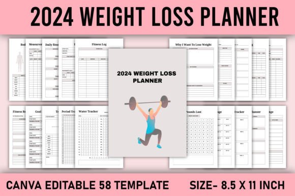Download 2024 Weight Loss Planner Canva Template - Planner Collection