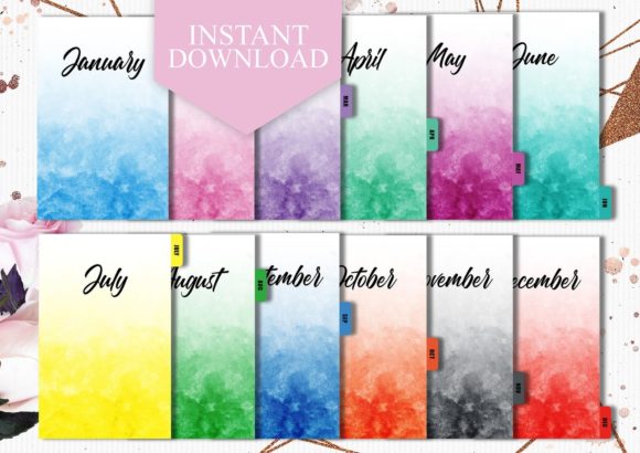 Download Assorted Monthly Planner Dividers - Planner Collection