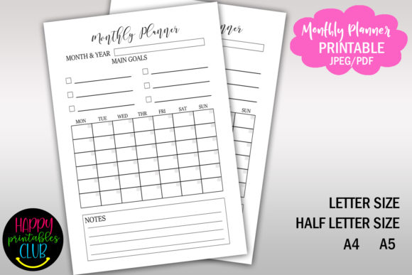 Download Monthly Planner Printable Undated - Planner Collection