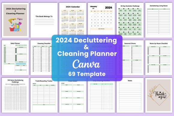 Download Decluttering &amp; Cleaning Planner Canva - Planner Collection