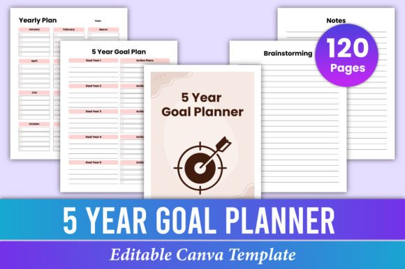 Download 5 Year Goal Planner Canva Kdp Interior - Planner Collection