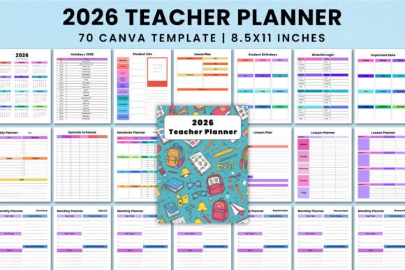 Download Premium 2026 Teacher Planner for Canva - Planner Collection
