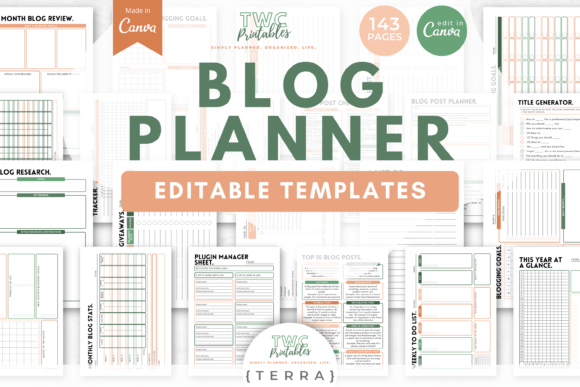 Download Blog Planner Canva Templates | TERRA - Planner Collection