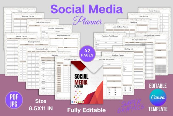 Download Social Media Planner Canva Templates KDP - Planner Collection