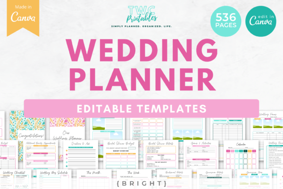 Download Wedding Planner Canva Templates | BRIGHT - Planner Collection