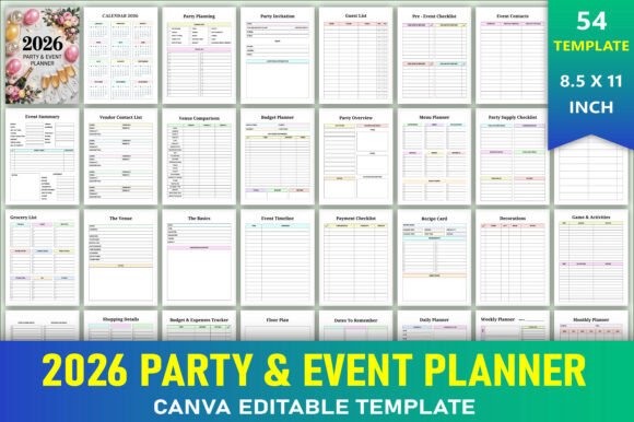Download Editable 2026 Party &amp; Event Planner - Planner Collection