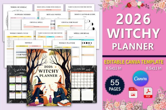 Download 🧙‍♀️ 2026 Witchy Planner Canva Template - Planner Collection