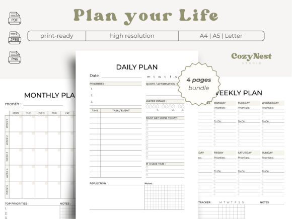 Download Printable Planner | Daily Weekly Monthly - Planner Collection