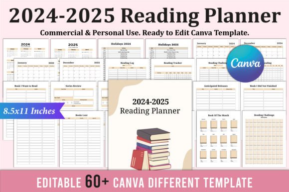 Download 2024-2025 Reading Planner for Canva KDP - Planner Collection