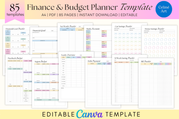 Download Editable Finance &amp; Budget Planner Canva - Planner Collection
