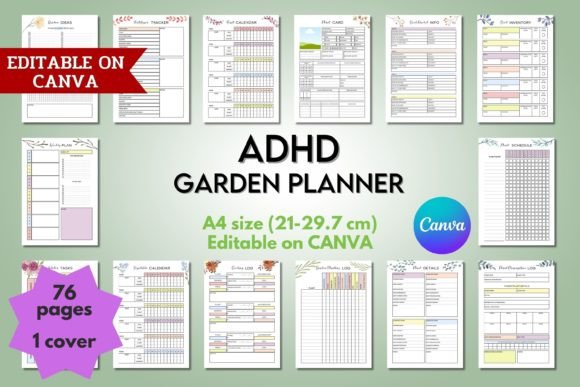 Download ADHD Garden Planner - Canva Template - Planner Collection