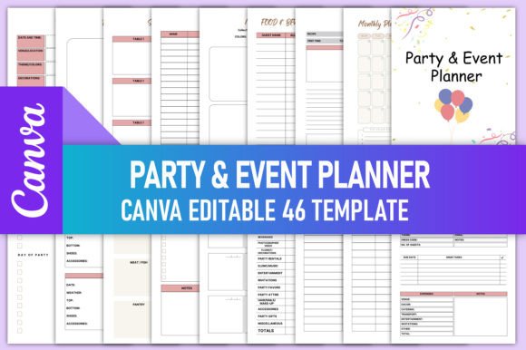 Download Party &amp; Event Planner Canva KDP Interior - Planner Collection