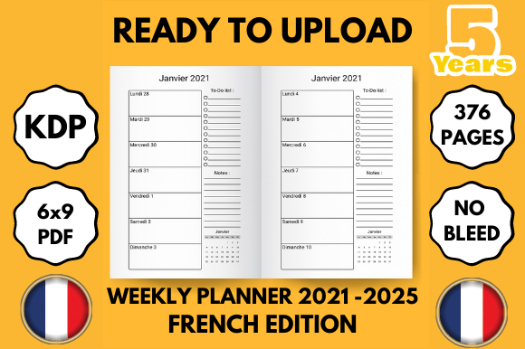 Download 2021-2025 - 5 Years French Planner - 6x9 - Planner Collection