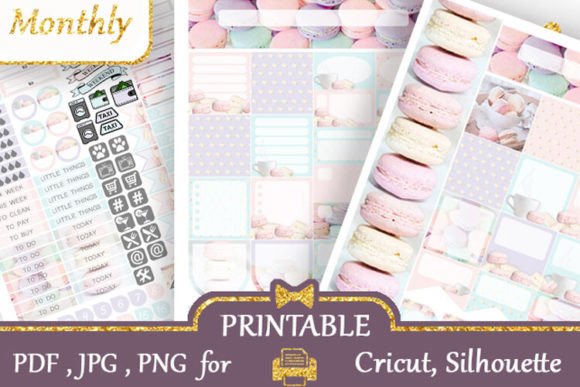 Download Monthly Planner Stickers Macaroons Cake - Planner Collection