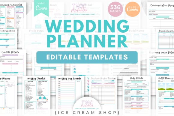 Download Wedding Planner Canva Templates | ICE - Planner Collection