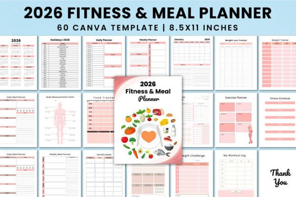 Download 2026 Fitness &amp; Meal Planner for KDP - Planner Collection
