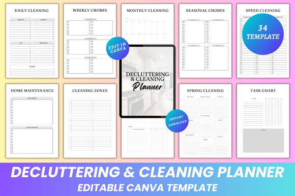 Download Decluttering &amp; Cleaning Planner Canva - Planner Collection
