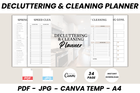 Download Decluttering &amp; Cleaning Planner Canva - Planner Collection