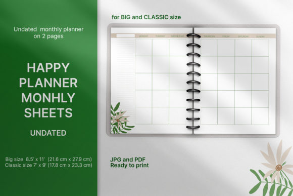Download Undated Monthly Planner Happy Planner - Planner Collection