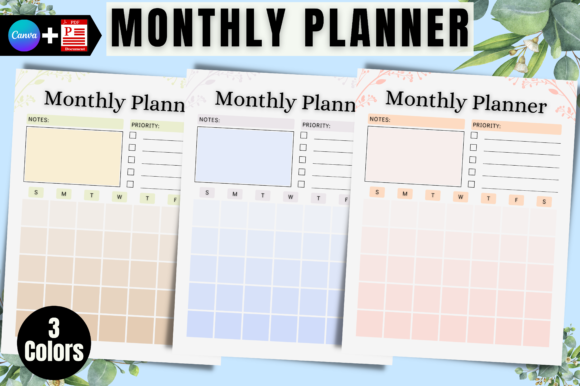 Download Monthly Planner Printable Canva Template - Planner Collection